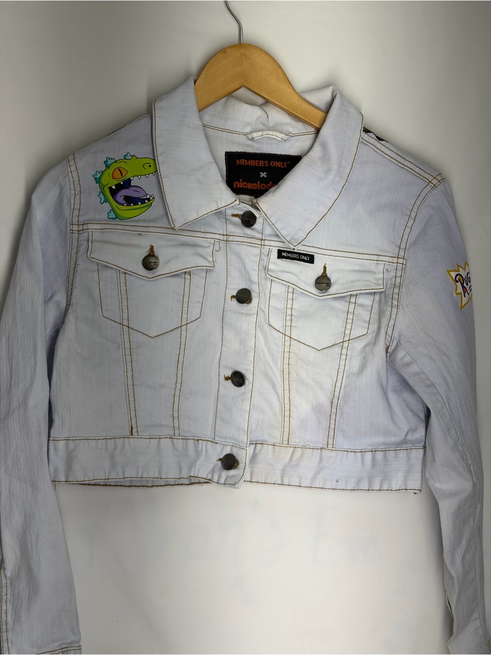 Members Only x Nickelodeon Rugrats Cropped Denim Trucker Jacket Susie Reptar M